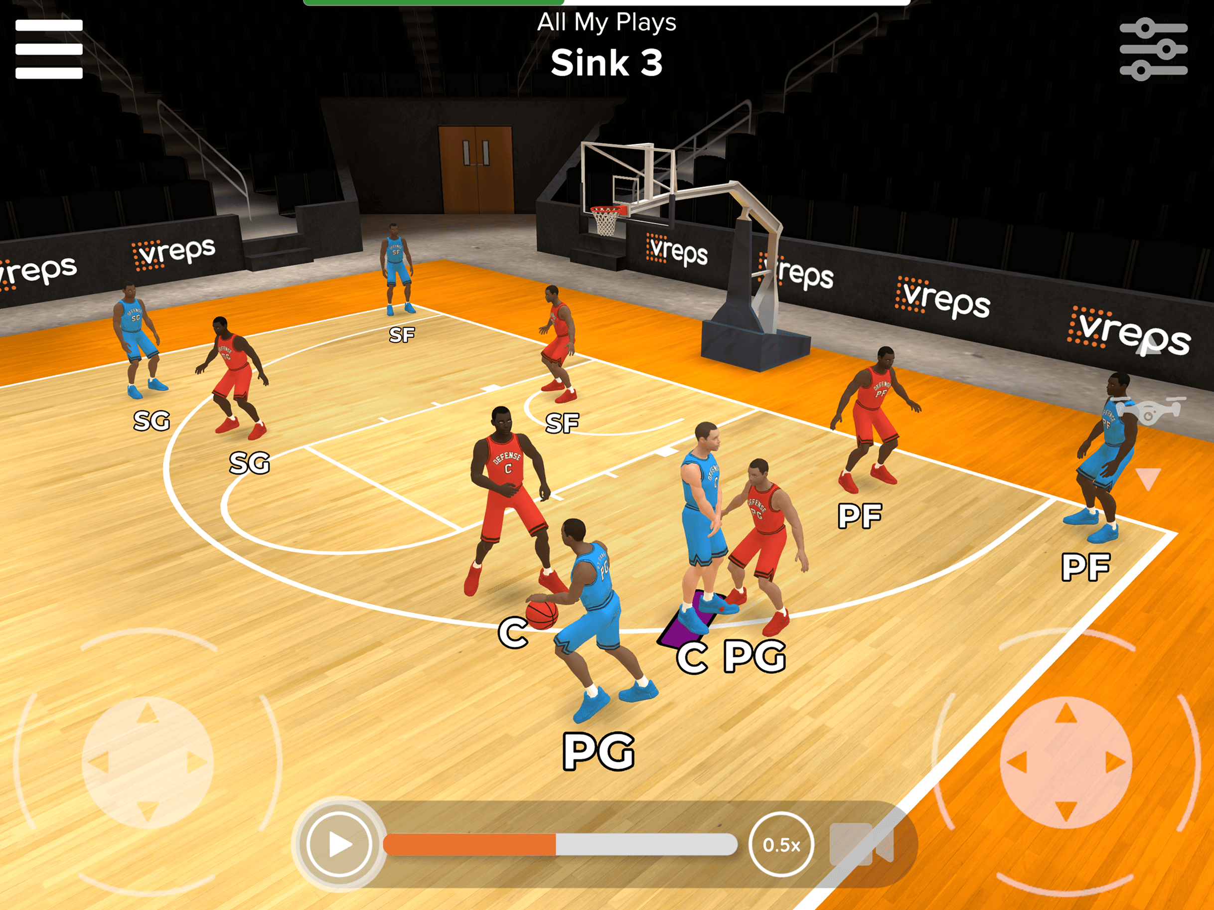 Basketball player using VReps