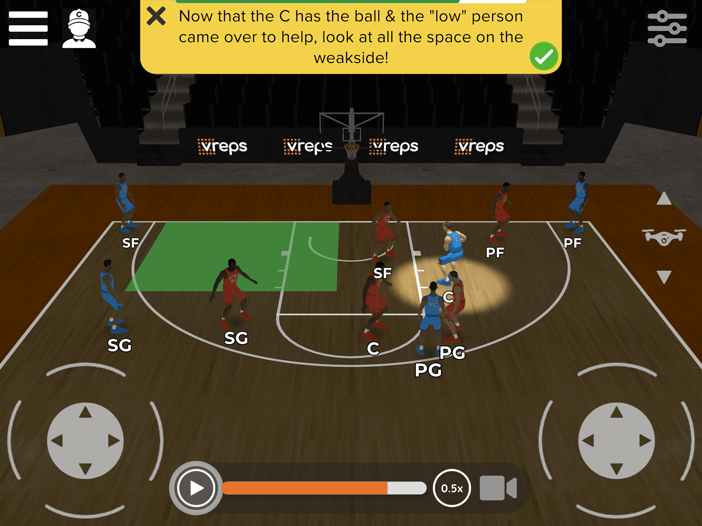 Players practicing with VReps